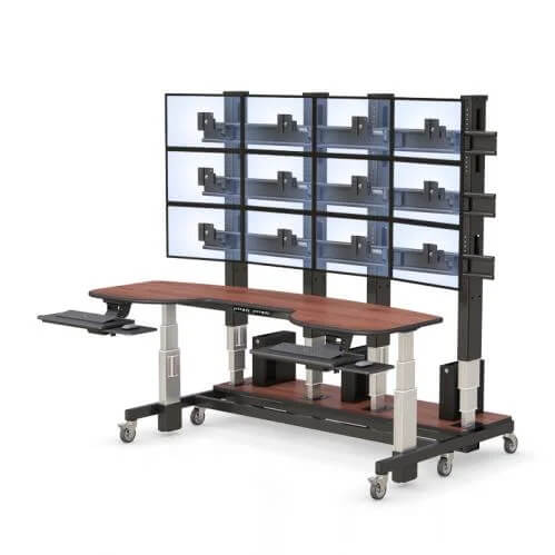 Dual Keyboard Control with Monitor Wall Console Furniture